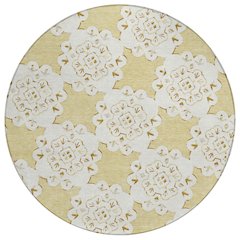 Machine Washable Indoor/Outdoor Chantille ACN2352 Gold 8' x 8' Round Rug