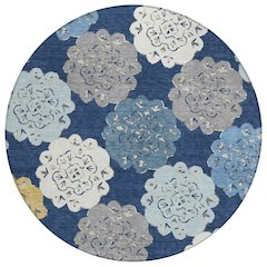 Machine Washable Indoor/Outdoor Chantille ACN2353 Blue 8' x 8' Round Rug