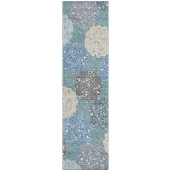 Machine Washable Indoor/Outdoor Chantille ACN2353 Teal 2'3" x 7'6" Runner Rug