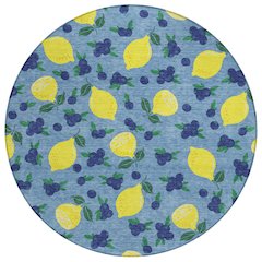 Machine Washable Indoor/Outdoor Chantille ACN2354 Blue 8' x 8' Round Rug