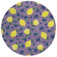 Machine Washable Indoor/Outdoor Chantille ACN2354 Purple 8' x 8' Round Rug
