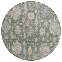 Machine Washable Indoor/Outdoor Chantille ACN2355 Green 8' x 8' Round Rug