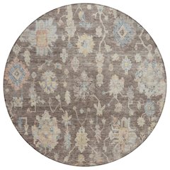 Machine Washable Indoor/Outdoor Chantille ACN2355 Brown 8' x 8' Round Rug