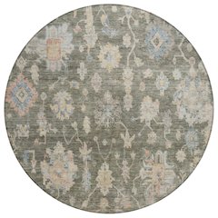 Machine Washable Indoor/Outdoor Chantille ACN2355 Green 8' x 8' Round Rug