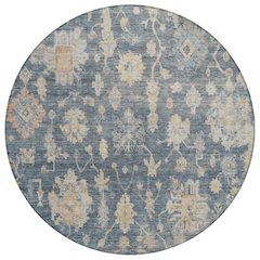 Machine Washable Indoor/Outdoor Chantille ACN2355 Blue 8' x 8' Round Rug