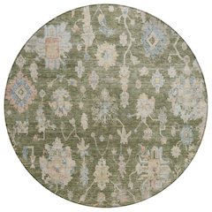 Machine Washable Indoor/Outdoor Chantille ACN2355 Green 8' x 8' Round Rug
