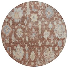Machine Washable Indoor/Outdoor Chantille ACN2355 Orange 8' x 8' Round Rug
