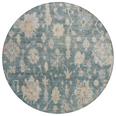 Machine Washable Indoor/Outdoor Chantille ACN2355 Teal 8' x 8' Round Rug