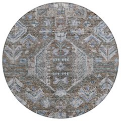 Machine Washable Indoor/Outdoor Chantille ACN2356 Brown 8' x 8' Round Rug