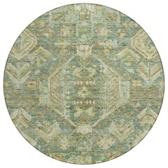 Machine Washable Indoor/Outdoor Chantille ACN2356 Green 8' x 8' Round Rug