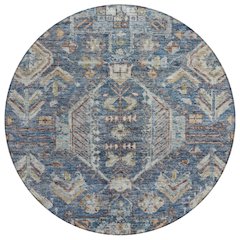Machine Washable Indoor/Outdoor Chantille ACN2356 Blue 8' x 8' Round Rug