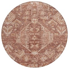 Machine Washable Indoor/Outdoor Chantille ACN2356 Orange 8' x 8' Round Rug