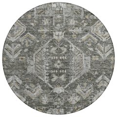 Machine Washable Indoor/Outdoor Chantille ACN2356 Gray 8' x 8' Round Rug