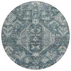 Machine Washable Indoor/Outdoor Chantille ACN2356 Teal 8' x 8' Round Rug