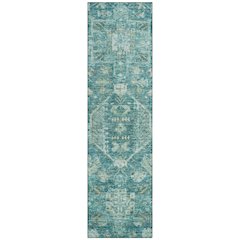 Machine Washable Indoor/Outdoor Chantille ACN2356 Teal 2'3" x 7'6" Runner Rug