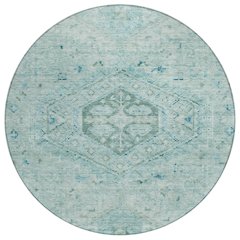 Machine Washable Indoor/Outdoor Chantille ACN2357 Teal 8' x 8' Round Rug
