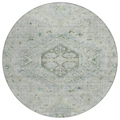 Machine Washable Indoor/Outdoor Chantille ACN2357 Green 8' x 8' Round Rug