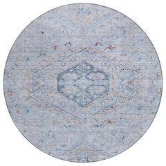 Machine Washable Indoor/Outdoor Chantille ACN2357 Blue 8' x 8' Round Rug
