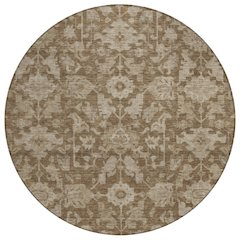 Machine Washable Indoor/Outdoor Chantille ACN2358 Brown 8' x 8' Round Rug