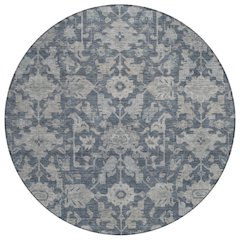 Machine Washable Indoor/Outdoor Chantille ACN2358 Blue 8' x 8' Round Rug