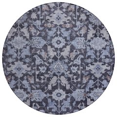 Machine Washable Indoor/Outdoor Chantille ACN2358 Blue 8' x 8' Round Rug