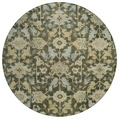Machine Washable Indoor/Outdoor Chantille ACN2358 Green 8' x 8' Round Rug