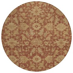 Machine Washable Indoor/Outdoor Chantille ACN2358 Orange 8' x 8' Round Rug
