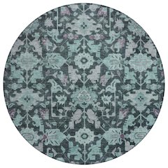 Machine Washable Indoor/Outdoor Chantille ACN2358 Teal 8' x 8' Round Rug