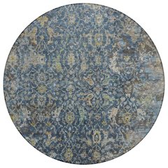 Machine Washable Indoor/Outdoor Chantille ACN2359 Blue 8' x 8' Round Rug
