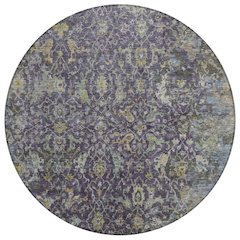 Machine Washable Indoor/Outdoor Chantille ACN2359 Purple 8' x 8' Round Rug