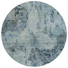 Machine Washable Indoor/Outdoor Chantille ACN2360 Blue 8' x 8' Round Rug