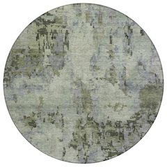 Machine Washable Indoor/Outdoor Chantille ACN2360 Green 8' x 8' Round Rug
