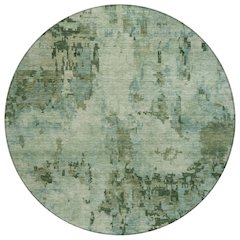 Machine Washable Indoor/Outdoor Chantille ACN2360 Green 8' x 8' Round Rug