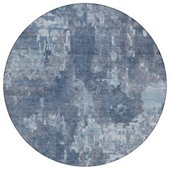 Machine Washable Indoor/Outdoor Chantille ACN2361 Blue 8' x 8' Round Rug