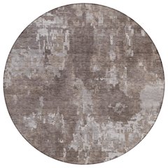 Machine Washable Indoor/Outdoor Chantille ACN2361 Brown 8' x 8' Round Rug