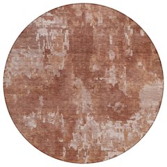 Machine Washable Indoor/Outdoor Chantille ACN2361 Orange 8' x 8' Round Rug