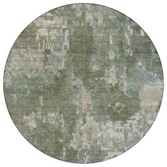 Machine Washable Indoor/Outdoor Chantille ACN2361 Green 8' x 8' Round Rug