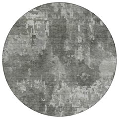 Machine Washable Indoor/Outdoor Chantille ACN2361 Gray 8' x 8' Round Rug