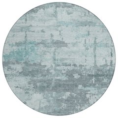 Machine Washable Indoor/Outdoor Chantille ACN2362 Teal 8' x 8' Round Rug