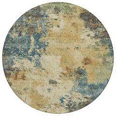 Machine Washable Indoor/Outdoor Chantille ACN2363 Brown 8' x 8' Round Rug