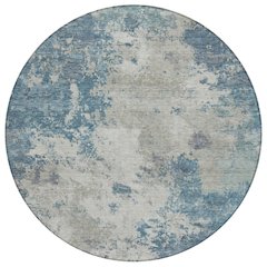 Machine Washable Indoor/Outdoor Chantille ACN2363 Blue 8' x 8' Round Rug