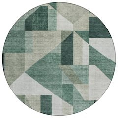 Machine Washable Indoor/Outdoor Chantille ACN2365 Green 8' x 8' Round Rug