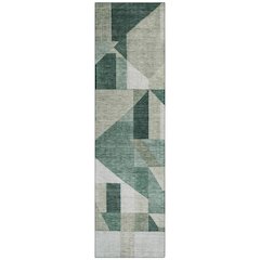 Machine Washable Indoor/Outdoor Chantille ACN2365 Green 2'3" x 7'6" Runner Rug