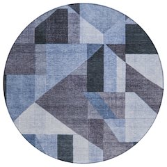 Machine Washable Indoor/Outdoor Chantille ACN2365 Blue 8' x 8' Round Rug