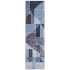 Machine Washable Indoor/Outdoor Chantille ACN2365 Blue 2'3" x 7'6" Runner Rug