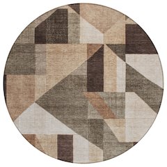 Machine Washable Indoor/Outdoor Chantille ACN2365 Brown 8' x 8' Round Rug
