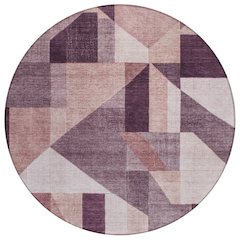Machine Washable Indoor/Outdoor Chantille ACN2365 Purple 8' x 8' Round Rug