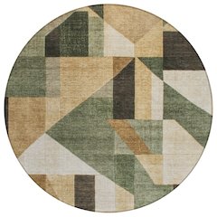 Machine Washable Indoor/Outdoor Chantille ACN2365 Green 8' x 8' Round Rug