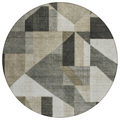 Machine Washable Indoor/Outdoor Chantille ACN2365 Gray 8' x 8' Round Rug