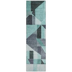Machine Washable Indoor/Outdoor Chantille ACN2365 Teal 2'3" x 7'6" Runner Rug